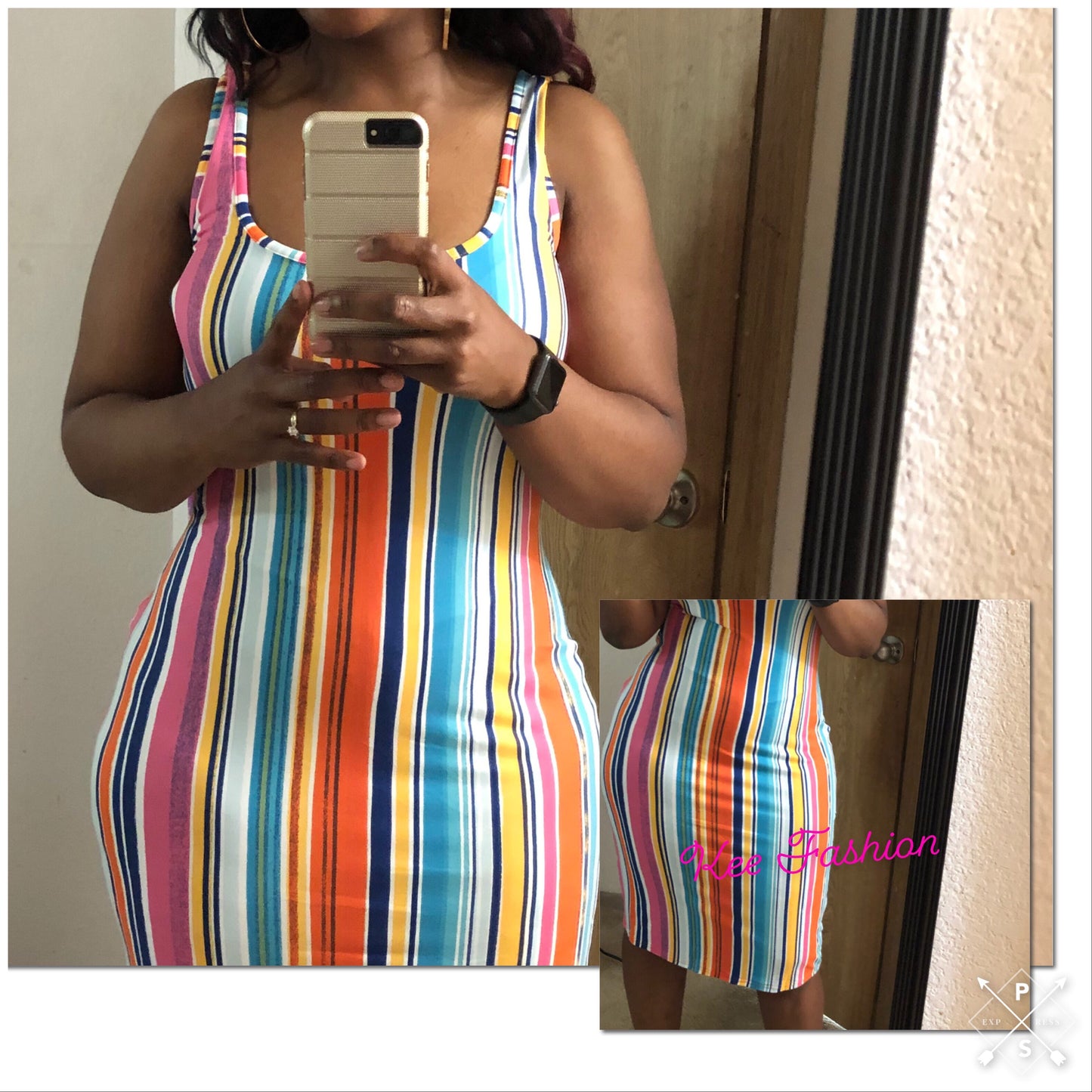 Plus Size Pastel Striped Tank Dress