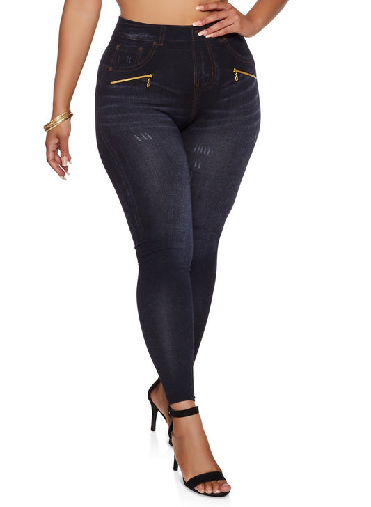 Plus Size Denim Leggings