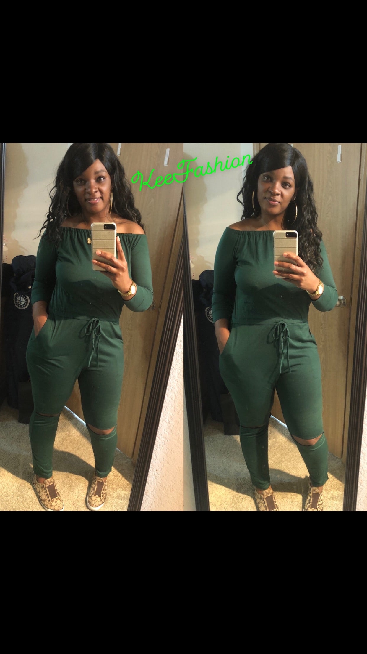 Money Green Long Sleeve Jumpsuit