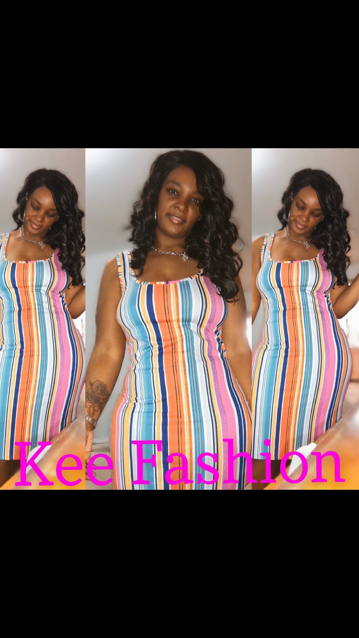 Plus Size Pastel Striped Tank Dress
