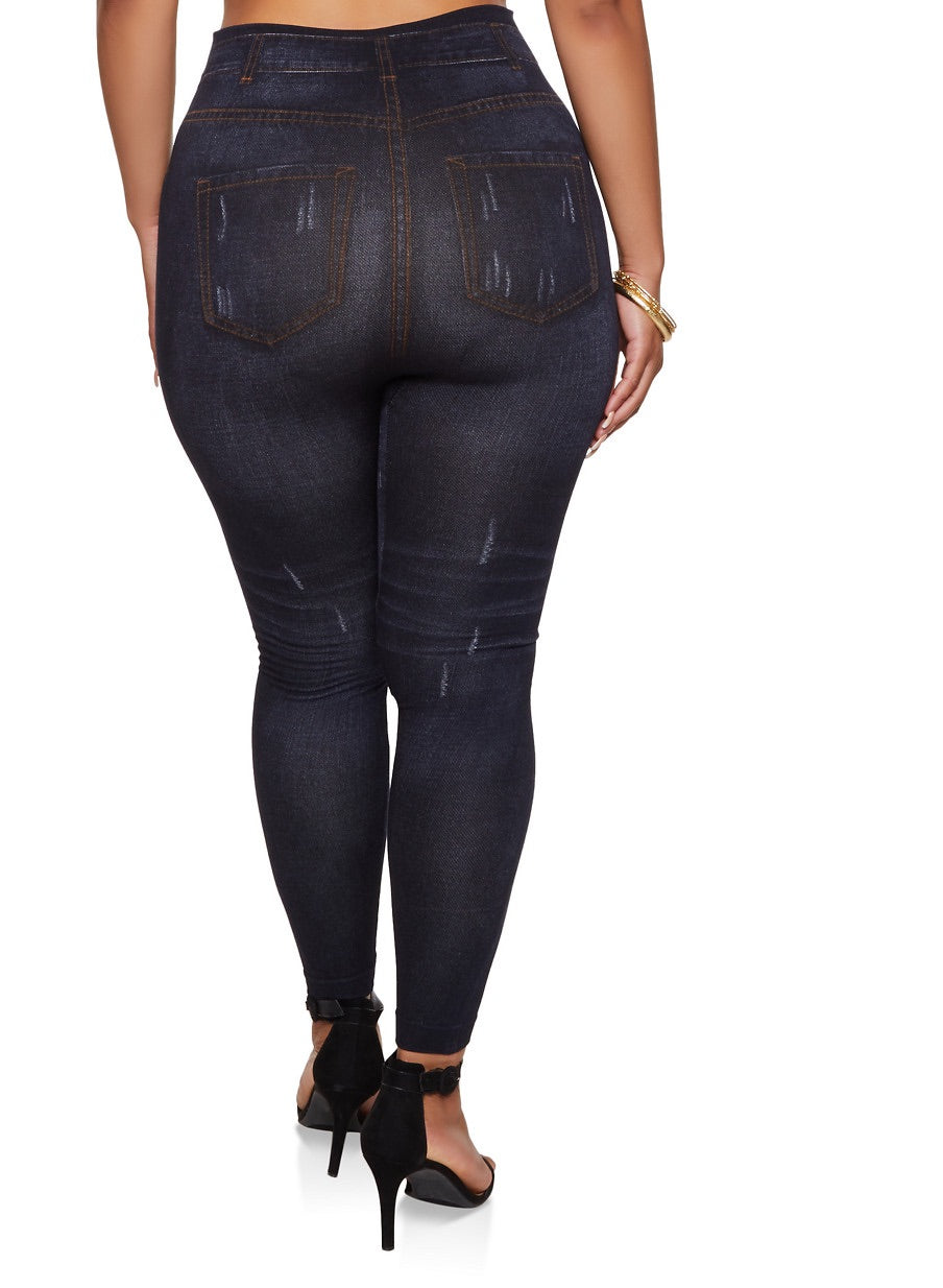 Plus Size Denim Leggings