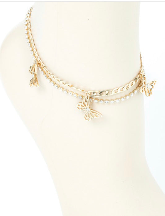Butterfly charmed anklet